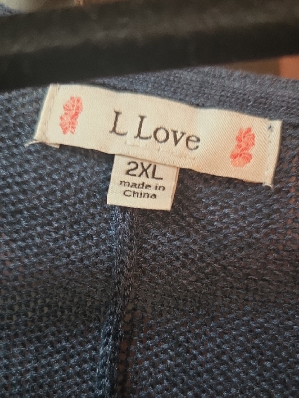 L Love Navy Knit Top Sz 2x - Picture 2 of 5
